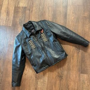 Leather motorcycle jacket lady Harley